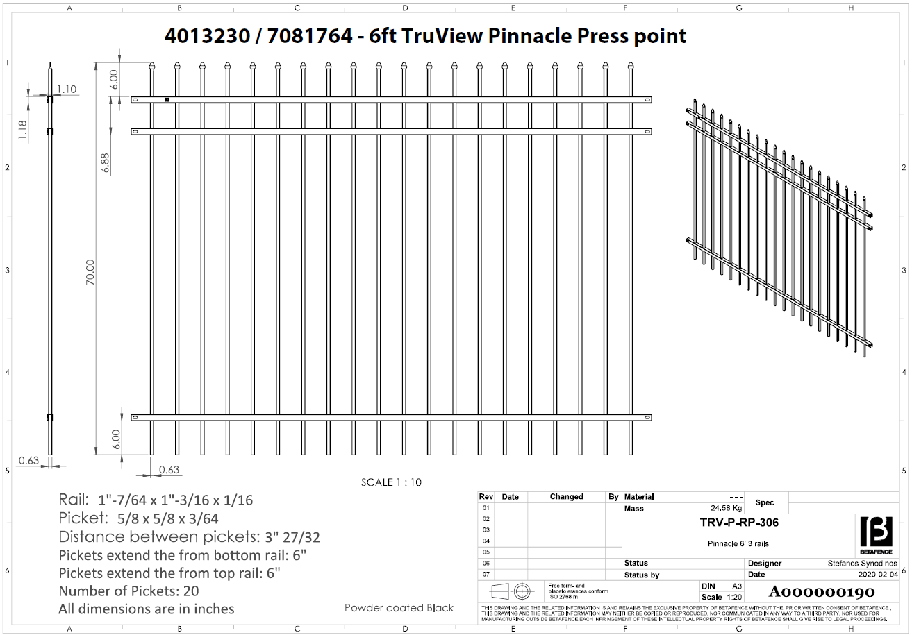 TruView Ornamental - Steel Fence Panels - Pinnacle - Pressed Point - Stock Clearance Copy